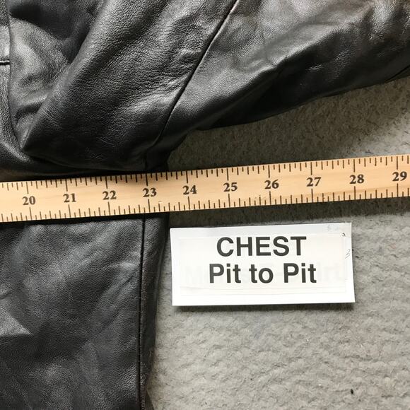 Perry Ellis Portfolio Genuine Leather Lambskin Wool Blend Jacket Womens L Black - Picture 4 of 13